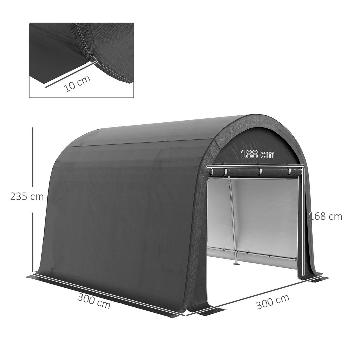 FOLIENGERÄTEHAUS, für Garten, Balkon, Stahl, PE, Grau - Grau, Metall (300/235/300cm) - Outsunny