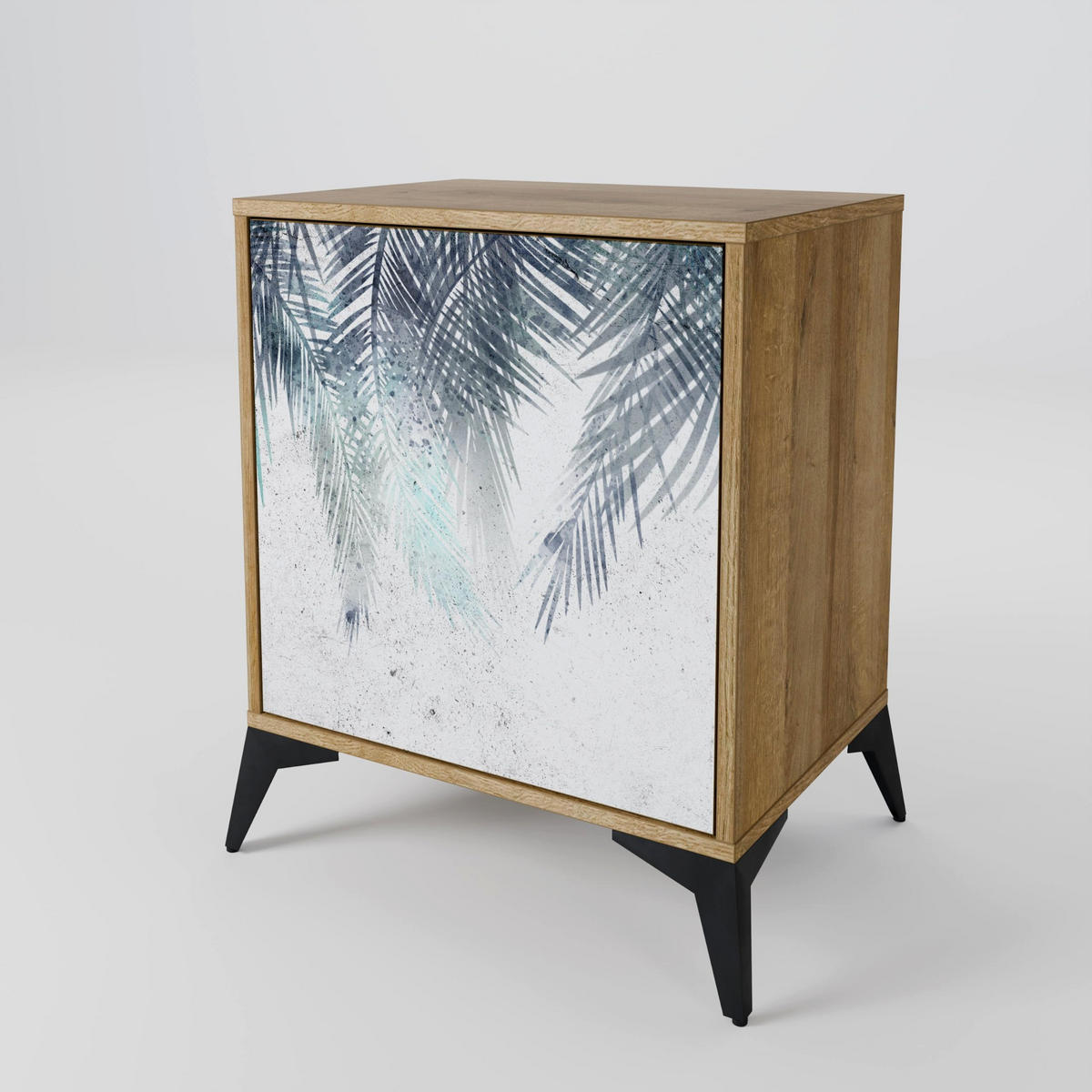 SIDEBOARD PALM VEIL, Eichefarben, 57,5x42x77,5 cm, Schräge Buchenholzfüße - Eichefarben/Buchefarben, Holzwerkstoff/Buchenholz (57.5/77.5/42cm) - SpaceRebels