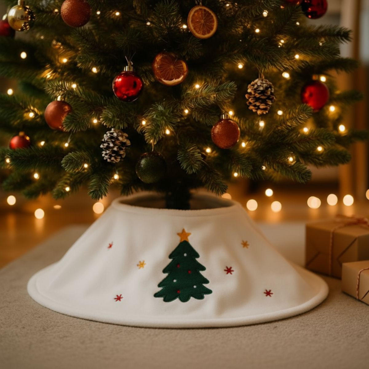 WEIHNACHTSBAUMROCK Ø 60 cm - Weiß/Grün, Textil (60/25cm) - Home Styling Collection