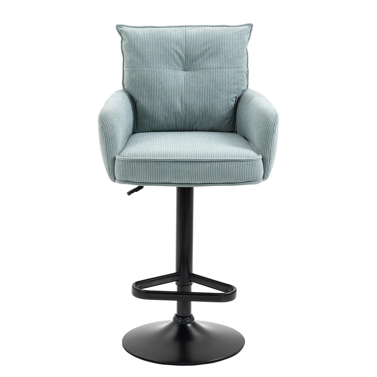 BARSTUHL - 2er-Set - Höhenverstellbar - Cord / Eisen - Blaugrau, Textil/Metall (54/98/58cm) - home24