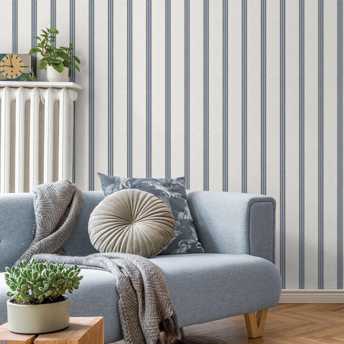 TAPETE breite Streifen 53 cm x 10 m - Blau, Papier (53/1000cm) - Sanders & Sanders
