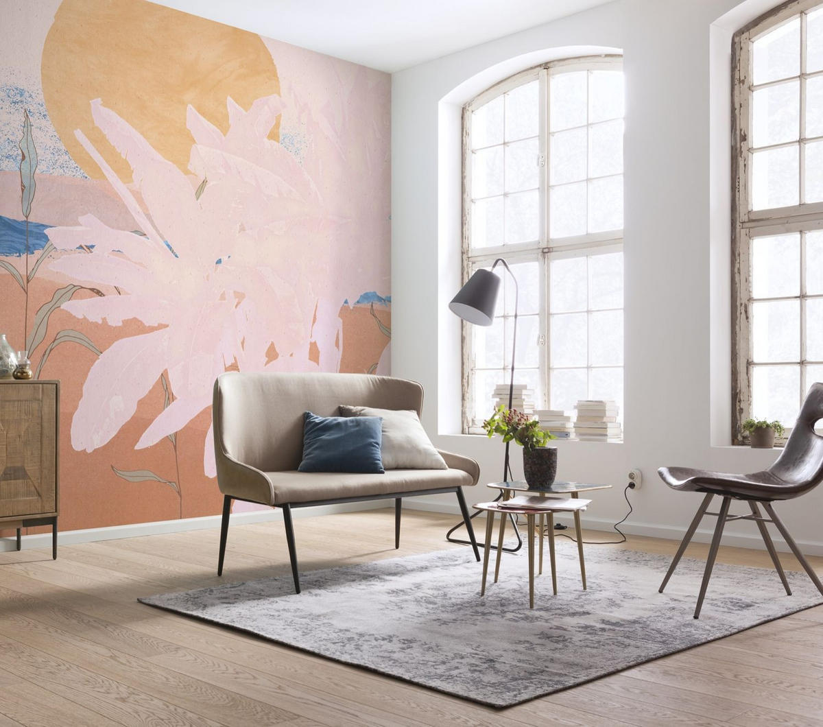 FOTOTAPETE Blätter 250 x 280 cm - Pink, Papier (250/280cm) - Sanders & Sanders