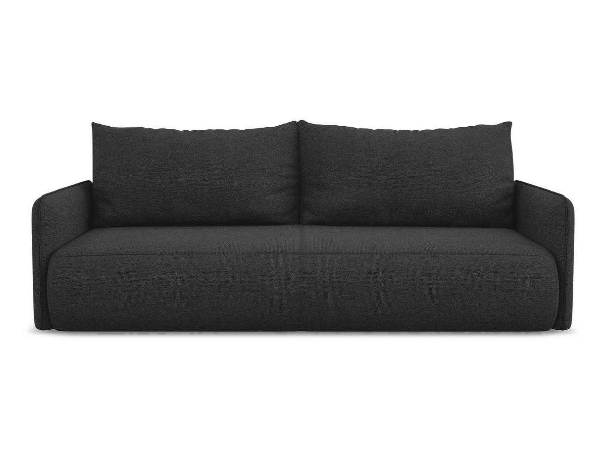3-SITZER SOFA mit Schlaffunktion Chenille Stoff Schwarz - Anthrazit/Schwarz, Kunststoff/Textil (216/86/105cm) - Makamii