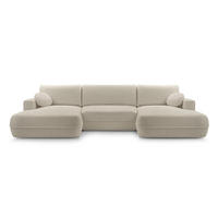 WOHNLANDSCHAFT Peoni Beige 364/168/87 cm mit Schlaffunktion - Beige/Schwarz, Kunststoff/Textil (364/87/168cm) - AX Living