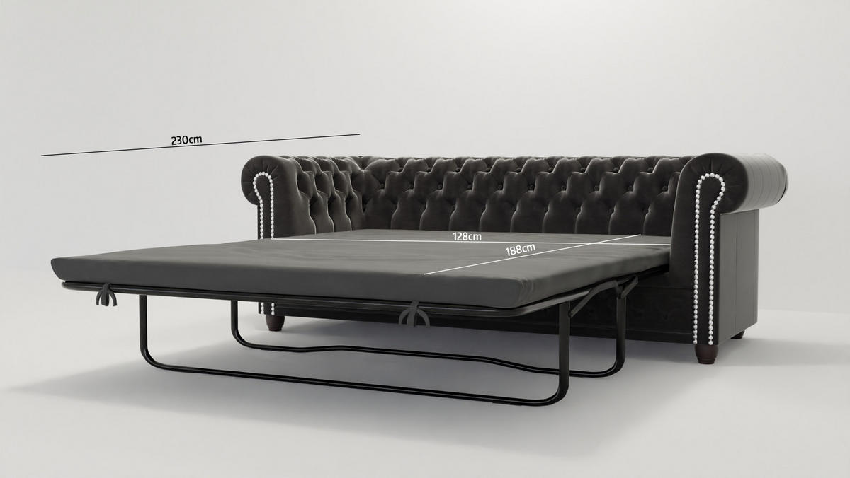 SITZGARNITUR mit Schlaffunktion 3+2+1 Chesterfield Nyx Schwarz Samt - Schwarz/Braun, Holz/Textil (203/72/86cm) - S-Style Möbel