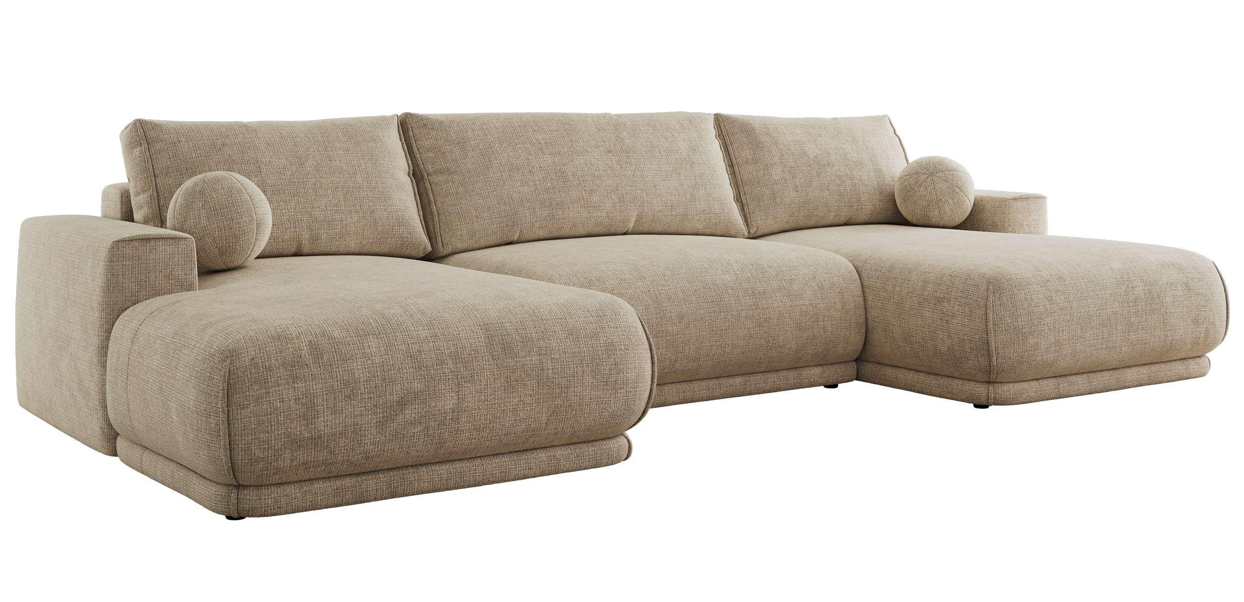 SEDACIA SÚPRAVA RINA U Béžová Hrubo tkaná ženilka - čierna/béžová, textil/plast (360/85/170cm) - MKS