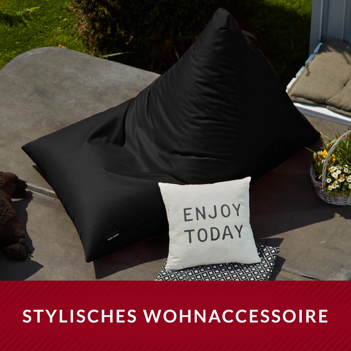 OUTDOOR SITZSACK Triangle 150x100x100cm - Schwarz, Textil (100/100/150cm) - Green Bean