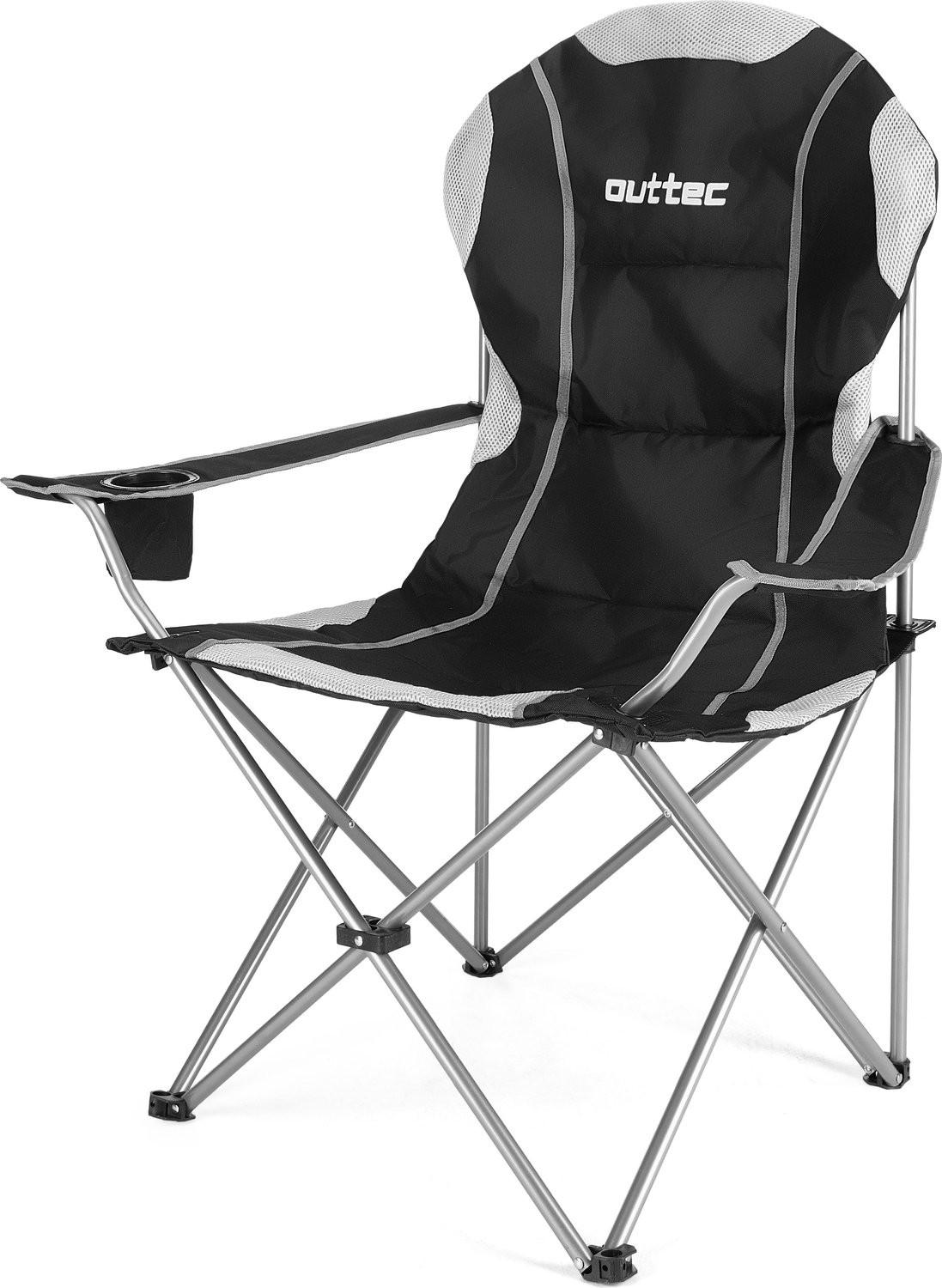 CAMPINGSESSEL bis 130 kg, mit Getränkehalter und Tragetasche - Schwarz, Textil/Metall (89/104/56cm) - Outtec