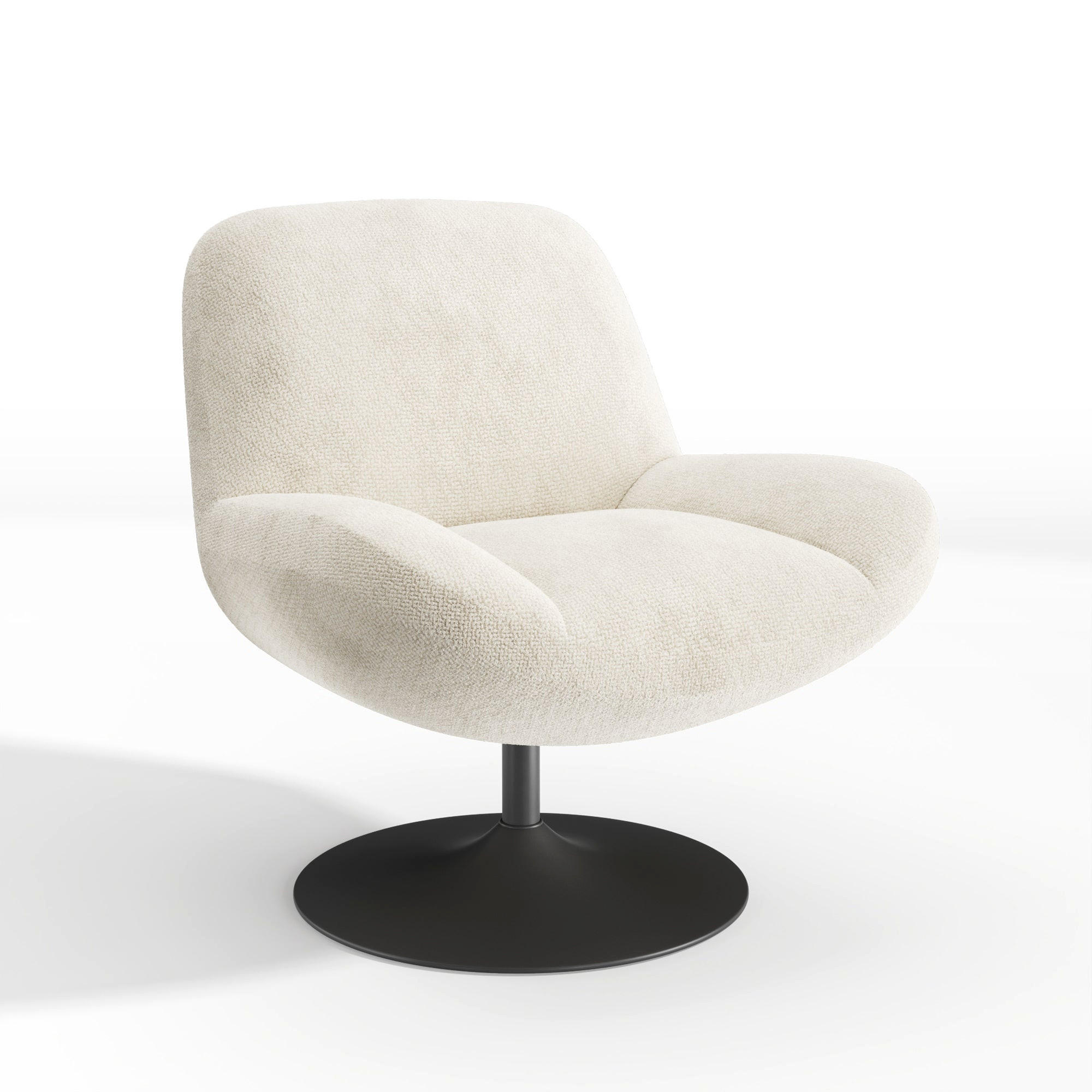 DREHSESSEL RETRO Schlingenvelours Creme 71cm - Creme, Textil (71/80/76cm) - Premium Interiors