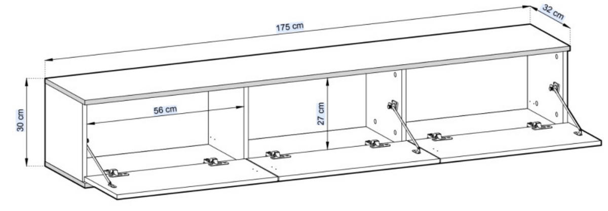SCHRANK Grau POLO Hängend MDF Gerillt 175 cm - Grau, Holzwerkstoff (175/30/32cm) - Sepro Meble