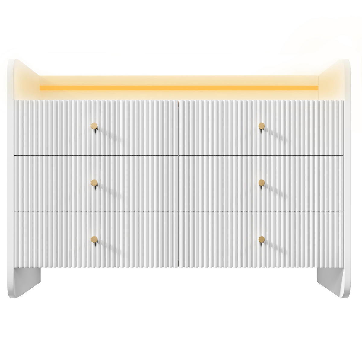 SIDEBOARD 120/40/75 cm in Weiß mit 6 Schubladen und LED-Beleuchtung - Weiß, Holzwerkstoff (120/75/40cm) - Flora Grace