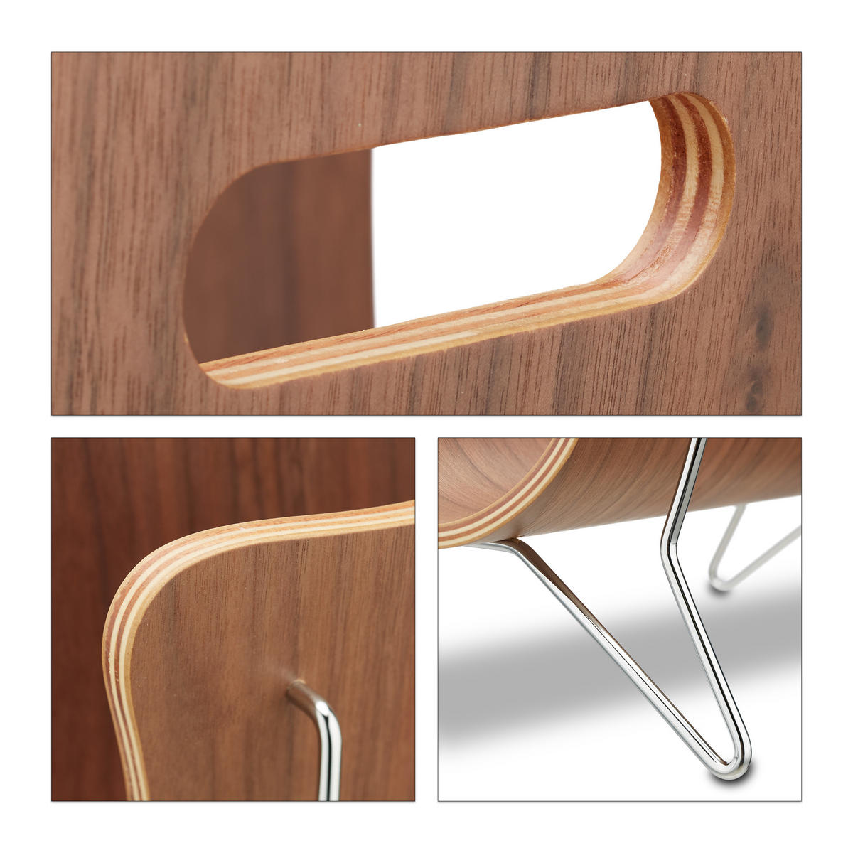 ZEITUNGSSTÄNDER - Braun, Holz/Holzwerkstoff (25/30/37cm) - Relaxdays