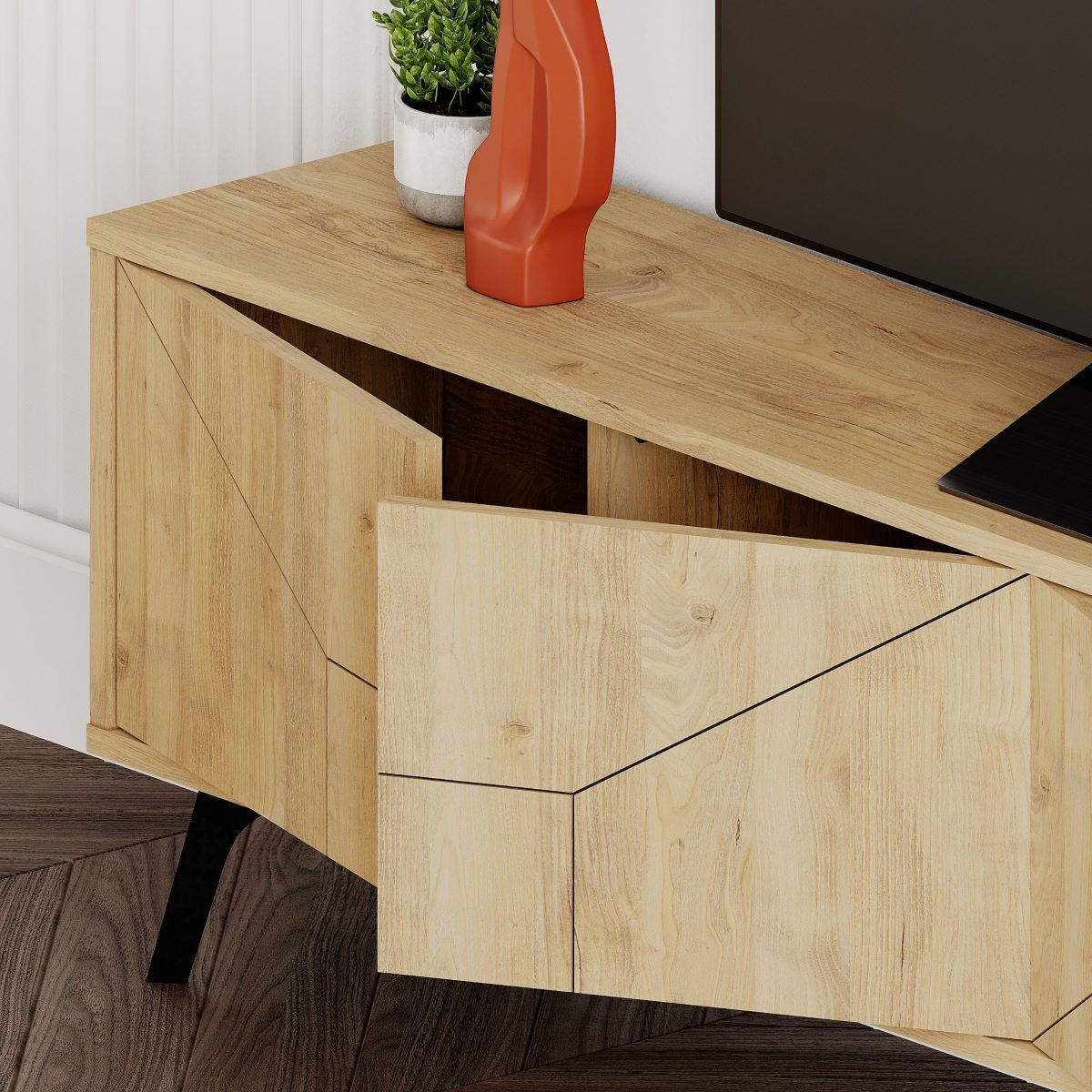 TV-MÖBEL 4 Türen L180 cm - Dune - Eichefarben, Holzwerkstoff (29.6/50/180cm) - Calicosy