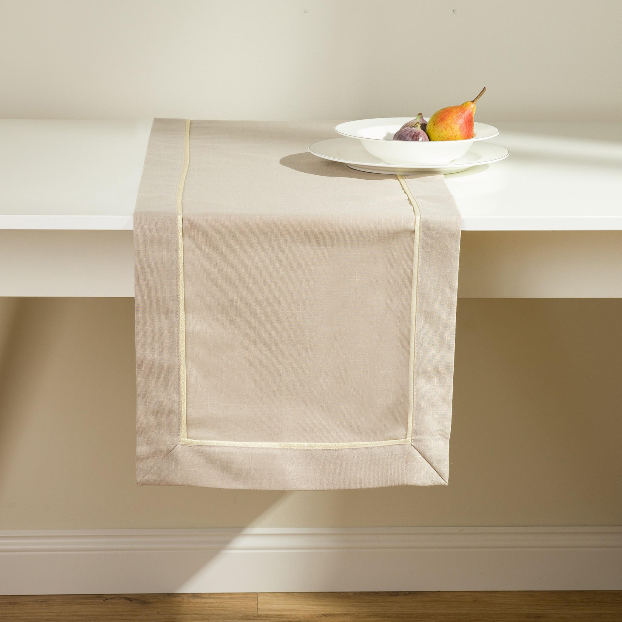 TISCHLÄUFER Tideno - Beige, Textil (180/40/1cm) - home&you