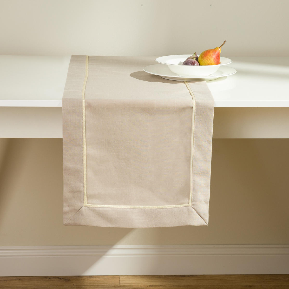 TISCHLÄUFER Tideno - Beige, Textil (180/40/1cm) - home&you