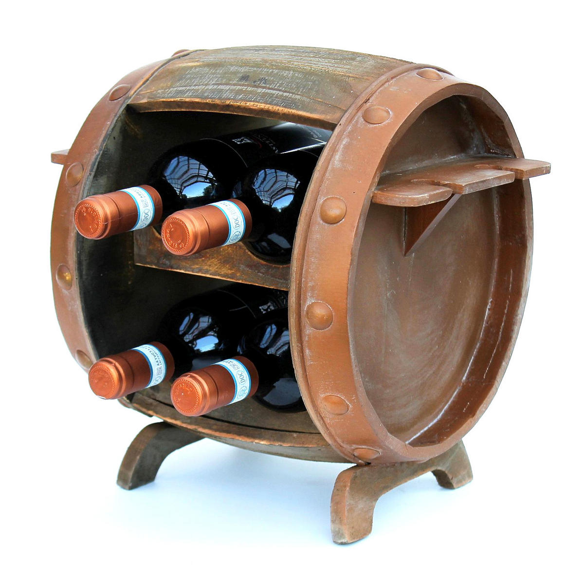 WEINREGAL mit Glashalter Holz Braun 33 cm 2110 - Braun, Holz (31/33/28cm) - DanDiBo