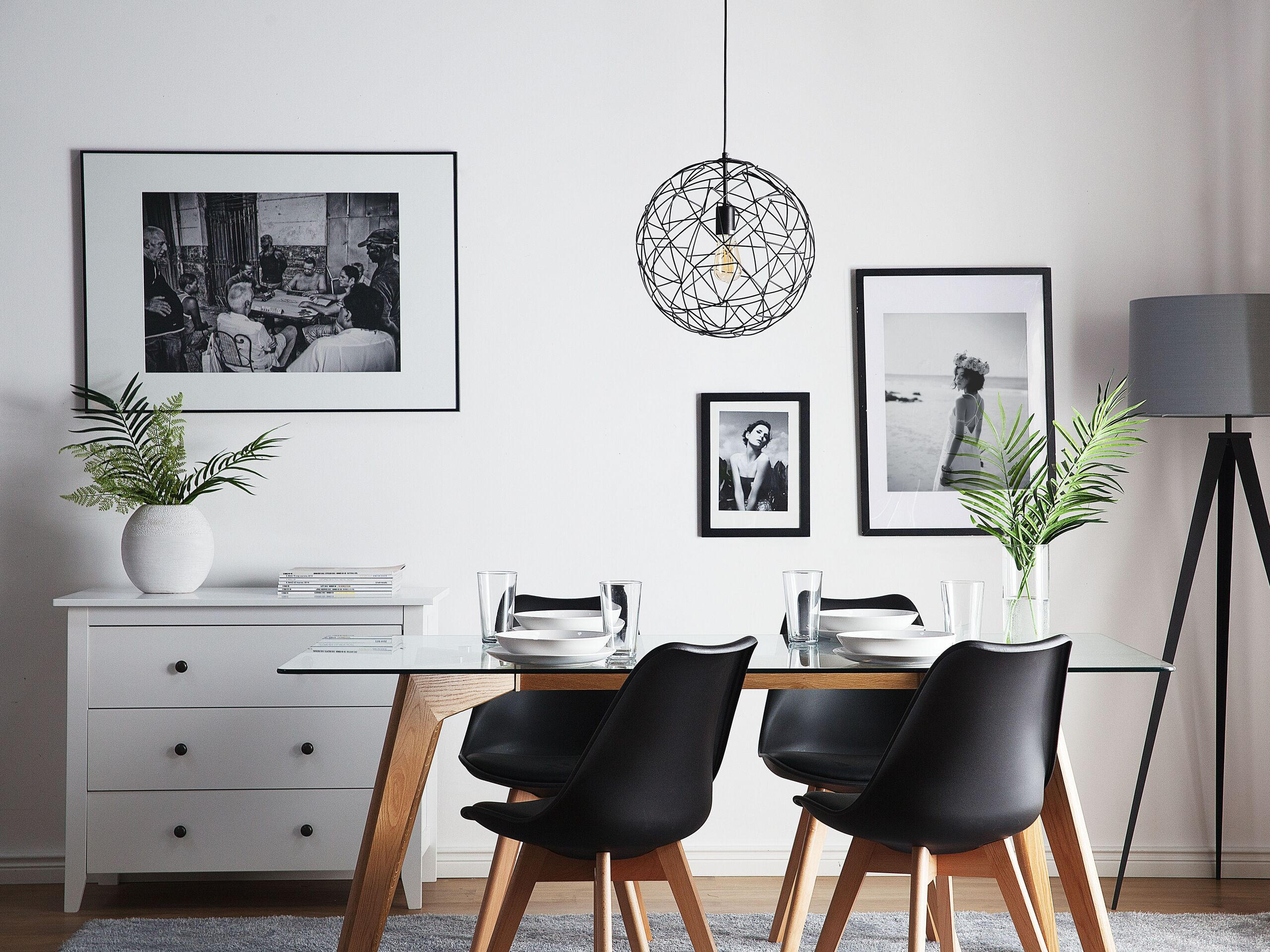 HÄNGELEUCHTE Lemme 40/40/131 cm - Schwarz, Metall (40/40/131cm) - Beliani