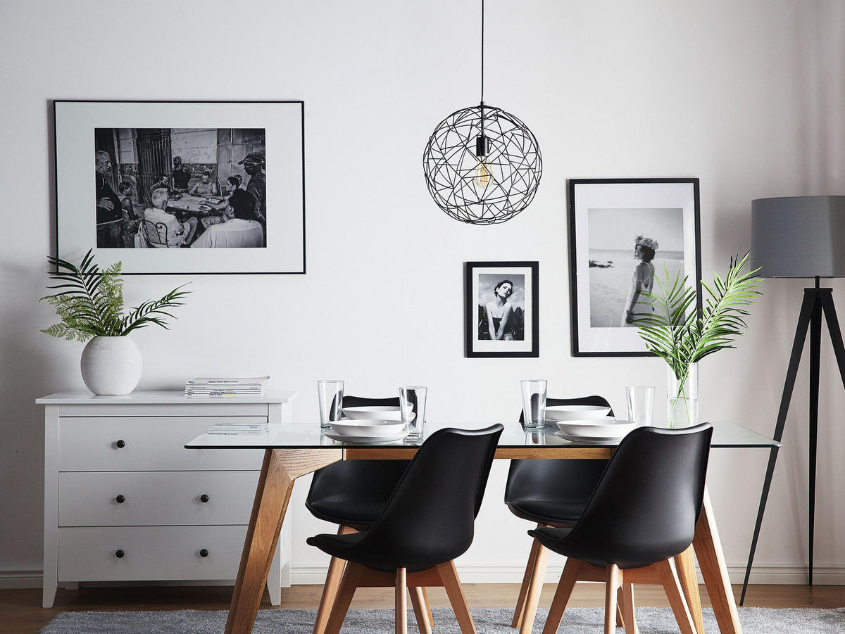 HÄNGELEUCHTE Lemme 40/40/131 cm - Schwarz, Metall (40/40/131cm) - Beliani