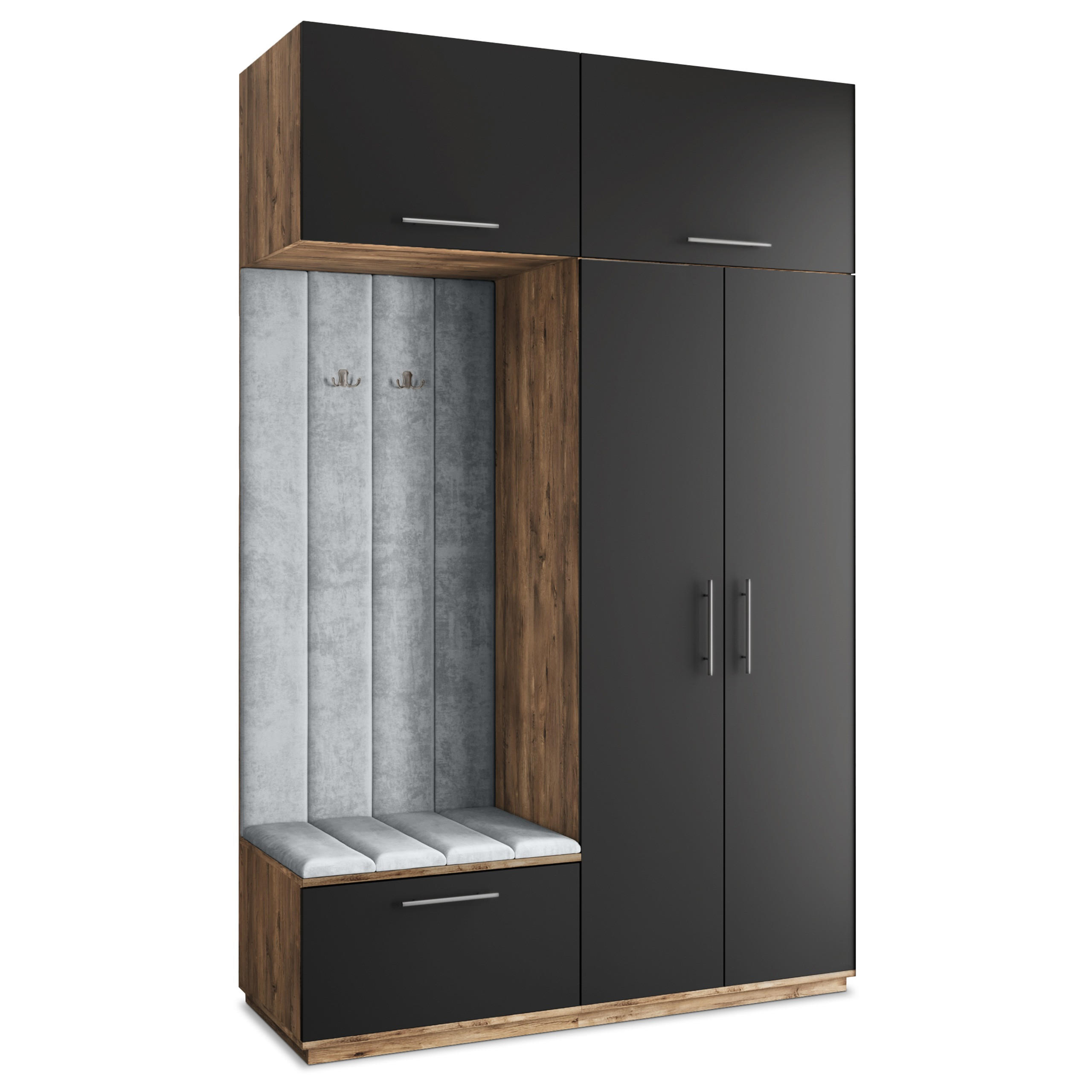 GARDEROBENSCHRANK REMA 150/240/60 cm Modern Eichefarben - Eichefarben/Schwarz, Holzwerkstoff (150/240/60cm) - MASSENO