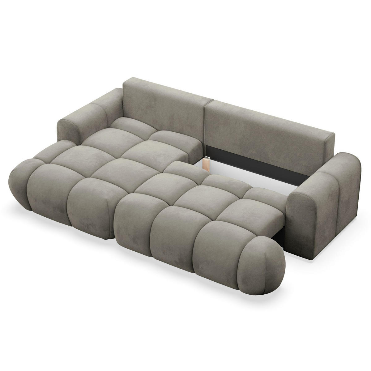 ECKSOFA Ombo Graubraun Velours 280 cm - Hellbraun/Schwarz, Kunststoff/Textil (284/167cm) - Selsey