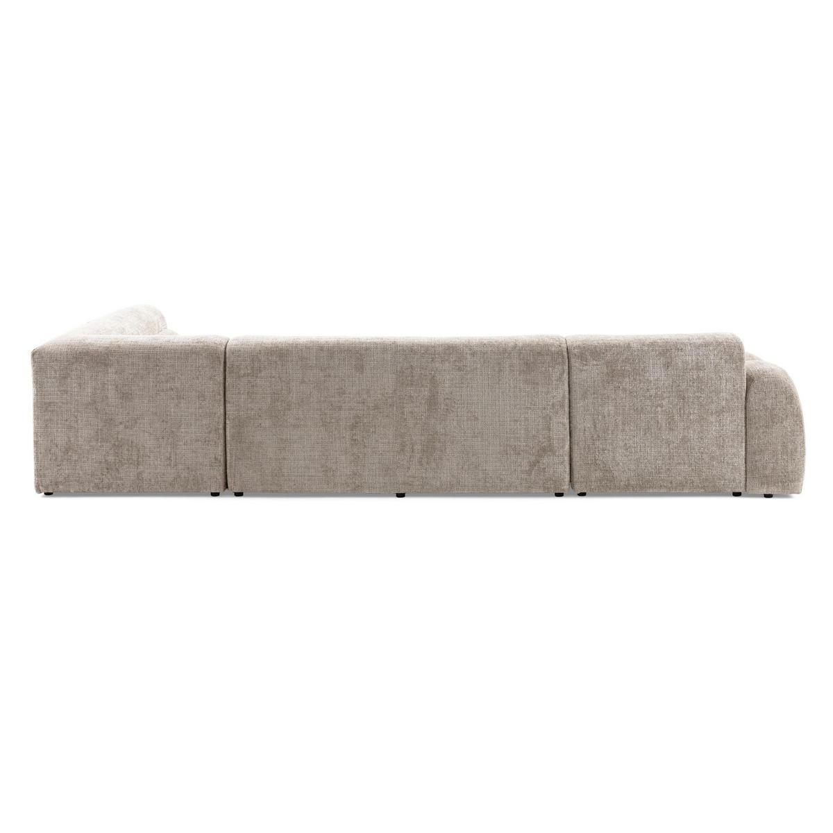 6-SITZER modulares Wohnlandschaft U XXL VEER SET 4 Rechts, 368 x 190 cm, Chenille Webstoff Beige - Beige/Schwarz, Holz/Kunststoff (190/75/368cm) - Muffo