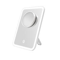 KOSMETIKSPIEGEL mit Licht mit Abnehmbare Saugnapfes, Weiß, 23,2/18,1 cm - Weiß, Glas (18.1/23.2/23.2cm) - EMKE