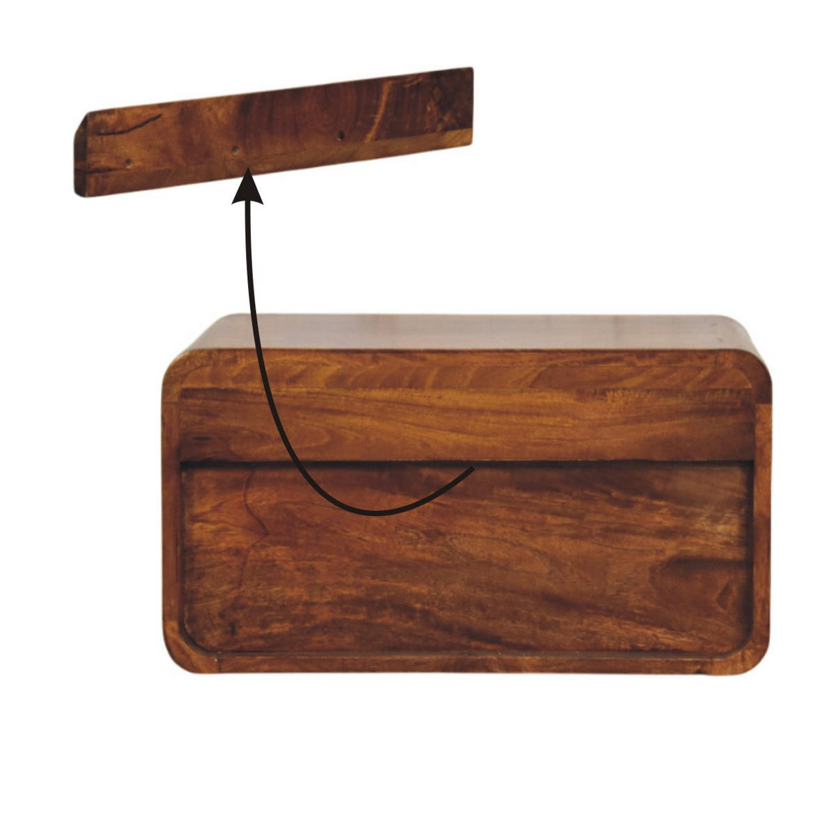 NACHTTISCH mit edlem Kastanien-Finish, 1 Schublade, 1 offene Ablage, braun. - Braun, Holz (55/30/35cm) - Artisan Furniture