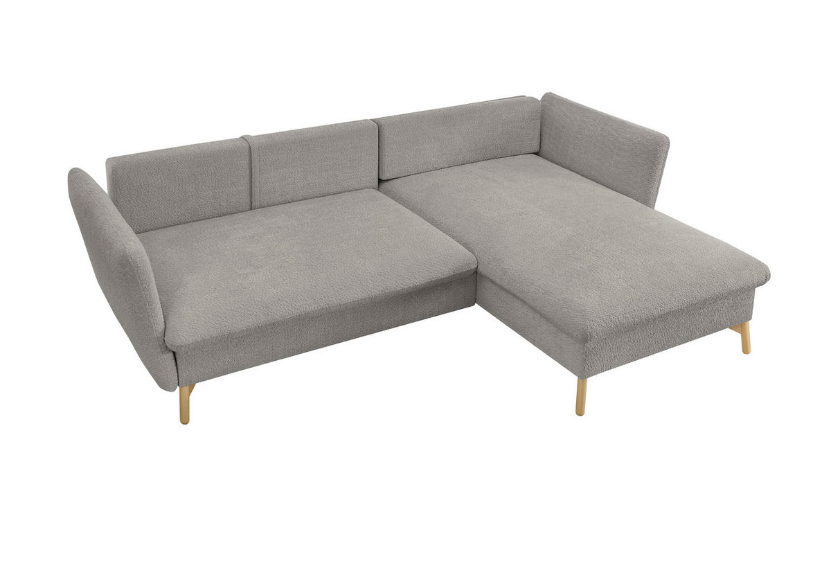 ECKSOFA S11 Ambriamo Hellgrau 258/91/167 cm Recamiere rechts - Hellgrau, Textil (258/167cm) - Livojo