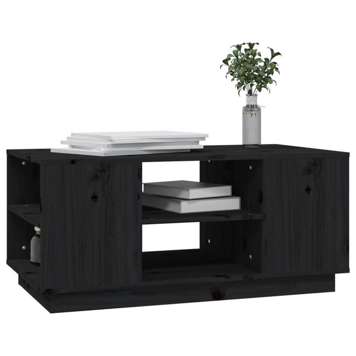 COUCHTISCH Schwarz 90x49x40,5 cm Massivholz Kiefer - Schwarz, Holz (90/49/40.5cm) - furnicato