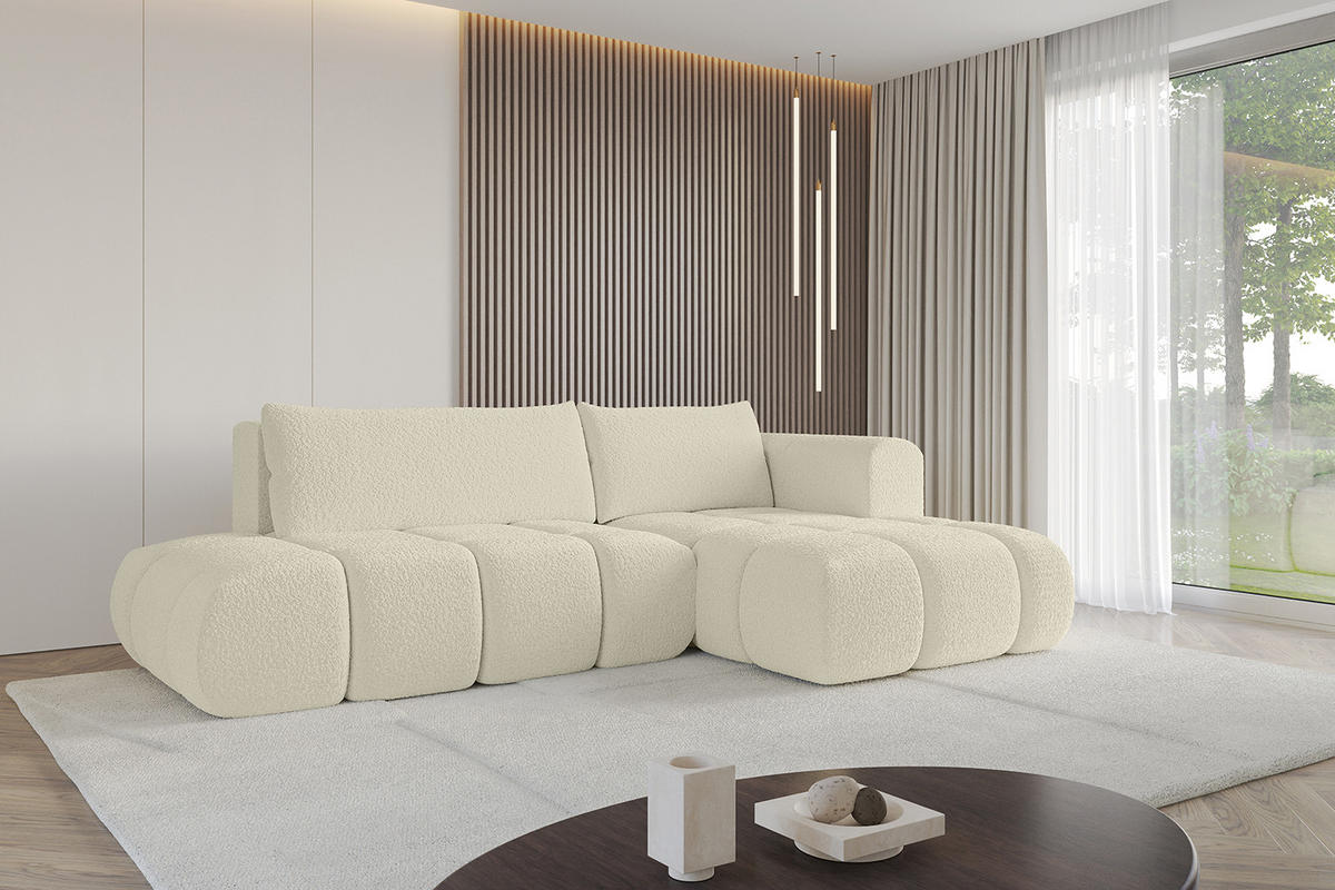 ECKSOFA Ottomane Rechts CLOUD-L 289x180x40 Beige Bouclé - Beige, Holzwerkstoff/Kunststoff (289/180cm) - ALTDECOR