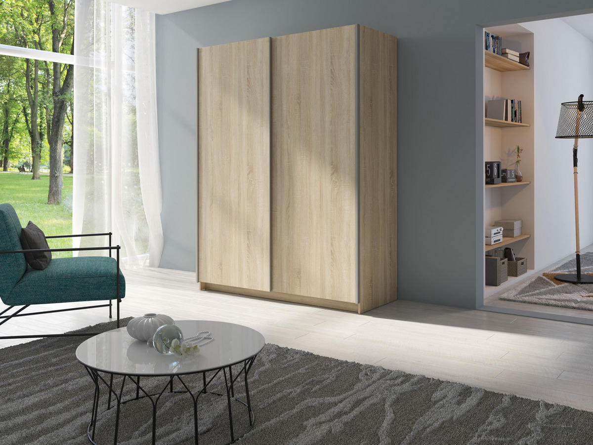 SCHIEBETÜRENSCHRANK GAVERO 10 - 150,6×198,5×62 cm ohne Spiegel Sonoma Eiche - Sonoma Eiche, Holz/Holzwerkstoff (150.6/198.5/62cm) - Milaros Markt