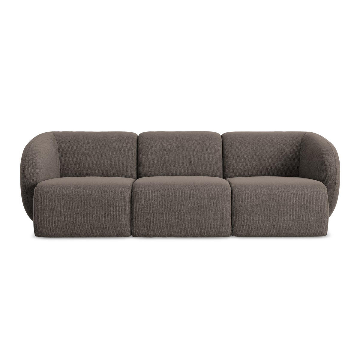3-SITZER SOFA Bouclé Stoff Braun - Schwarz/Mokka, Holzwerkstoff/Kunststoff (244/75/94cm) - LaMiaSofa
