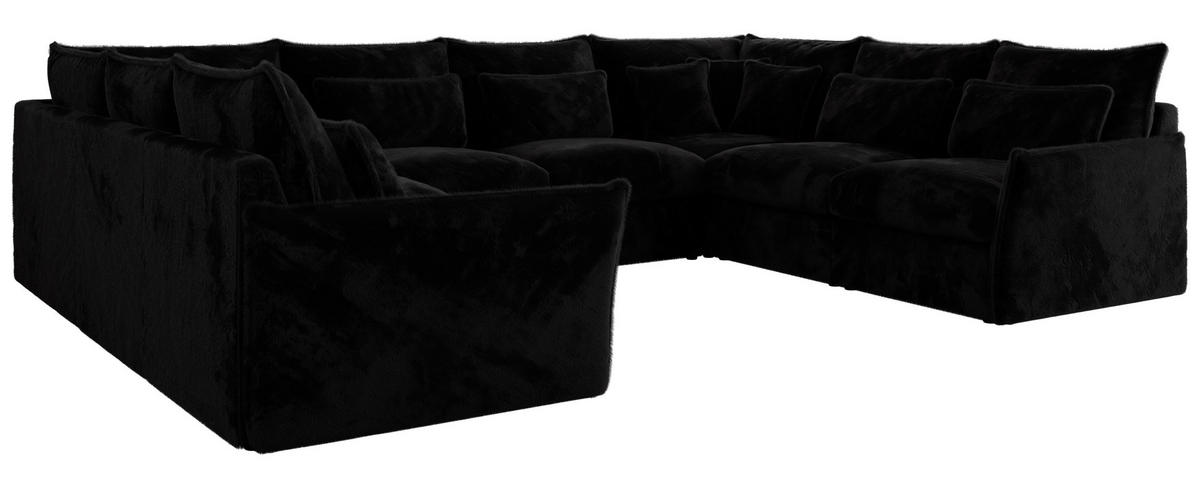 WOHNLANDSCHAFT VERSO U 8M Schwarz Plüsch - Schwarz, Kunststoff/Textil (362/93/270cm) - MKS