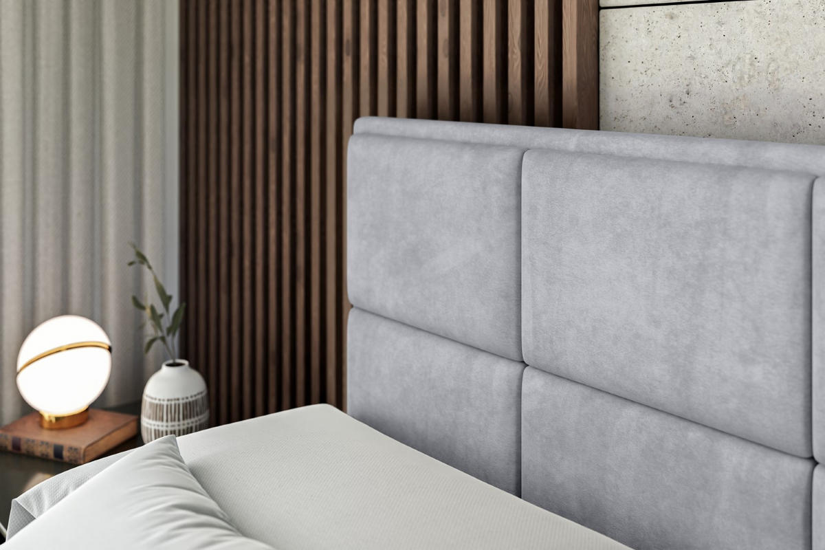 BOXSPRINGBETT NOVA KING - 140 x 200 - H3/H4 - Hellgrau - Hellgrau, Holzwerkstoff (140/200cm) - ALTDECOR