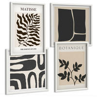 BILDER SET 4er Set - 50x50 cm & 40x60 cm Weißer Rahmen - Minimalistische Pflanzenposter - Weiß, Kunststoff (50/50cm) - TULUP