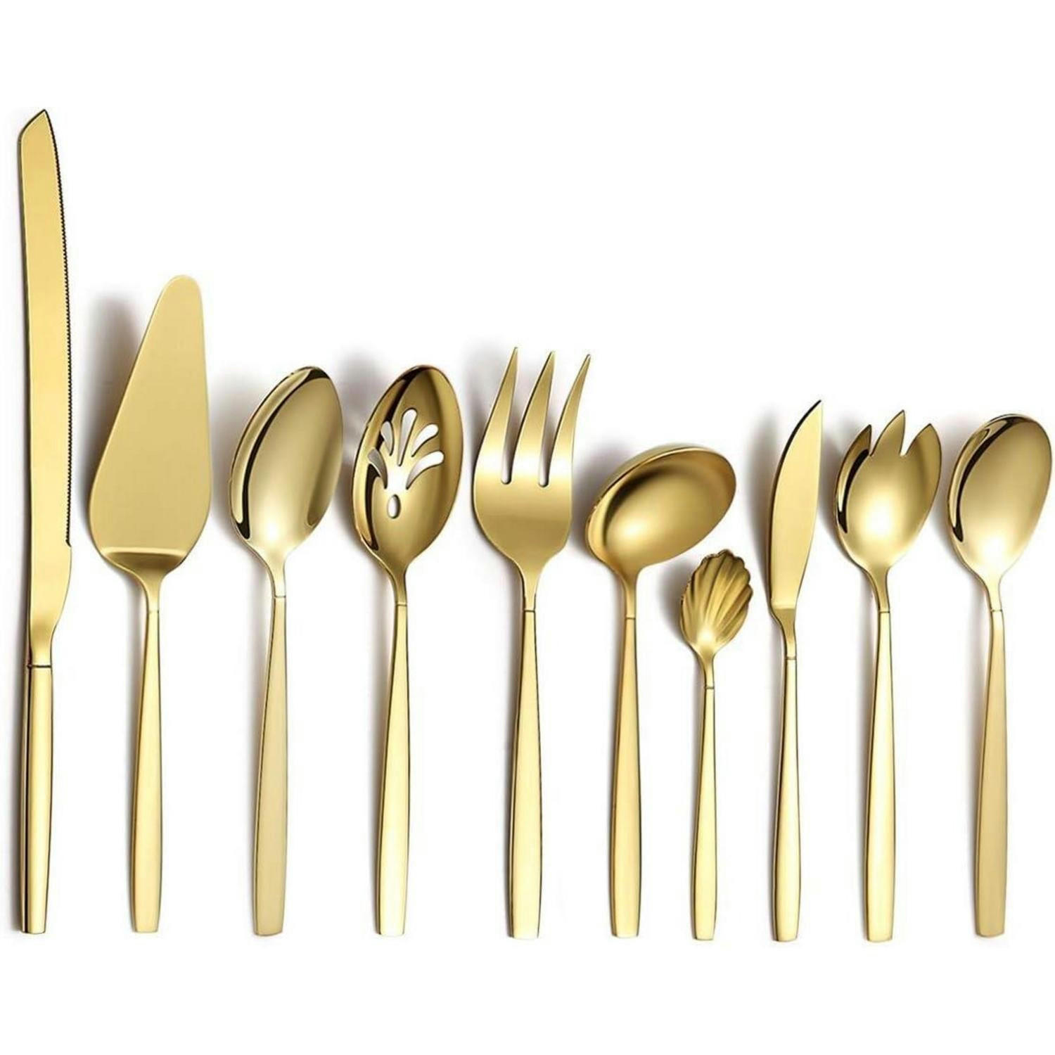 BESTECK-SERVIERSET 10-teiliges Set Gold Titanbeschichtung Edelstahl - Goldfarben, Metall