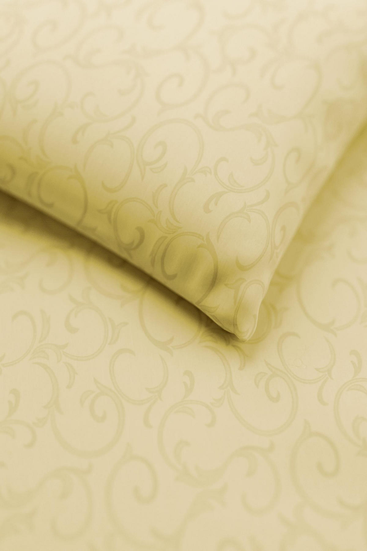 DAMAST-BETTWÄSCHE 135x200 Mako Brokat Bettbezug Ornamente Muster Vanille - Made in Germany - Hellgelb, Textil (135/200cm) - Carpe Sonno