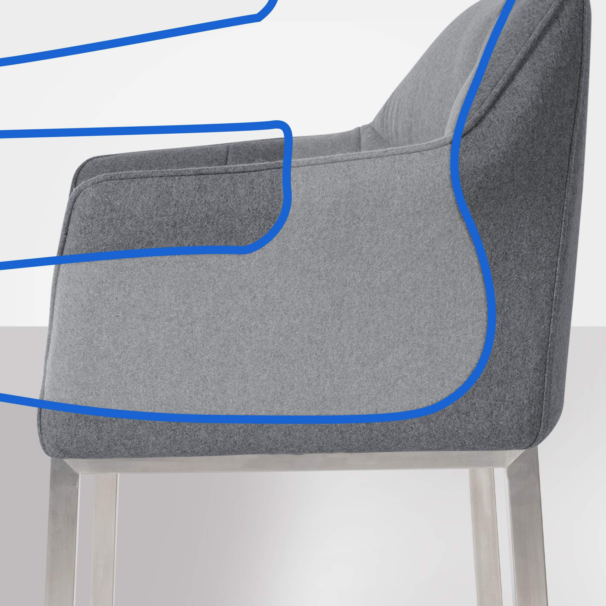 BARHOCKER Filz Grau - Edelstahlfarben/Grau, Textil/Metall (64/110/48cm) - CLP