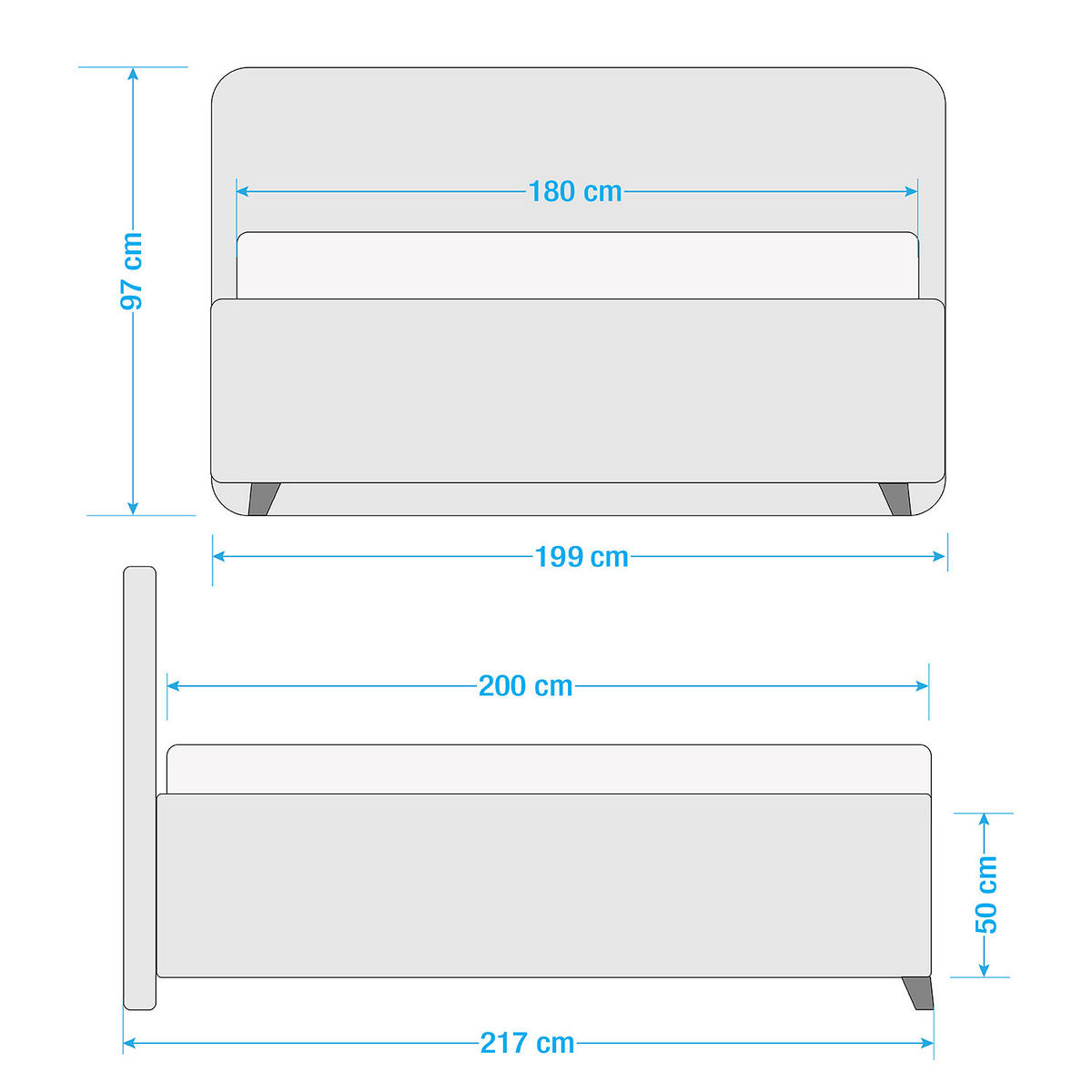 POLSTERBETT - Webstoff - Grau, Holz/Textil (180/200cm) - home24