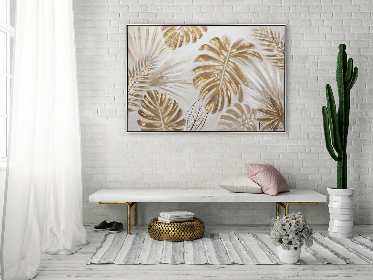 ACRYLBILD HANDGEMALT Gold 122/82 cm - Goldfarben/Braun, Textil (122/82cm) - KUNSTLOFT