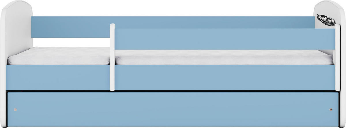 KINDERBETT Emily mit Schublade und Matratze, Blau 80x160 cm - Blau/Schwarz, Holzwerkstoff (160/80cm) - WFL GROUP