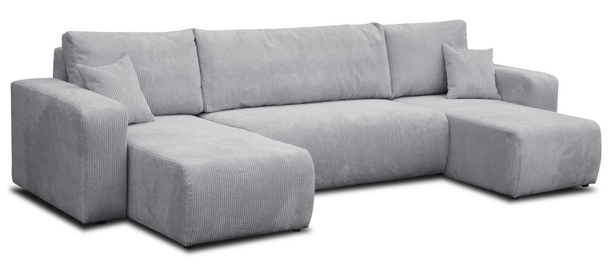 WOHNLANDSCHAFT LUNA U-FORM mit Schlaffunktion und Bettkasten (Hellgrau) - Hellgrau, Textil (312/83/142cm) - VENASI MÖBEL