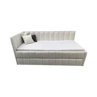 POLSTER-KINDERBETT LUKA 90x200 cm, links, mit Ausziehbett – Ecru - Ecru, Textil - KS Home Concept