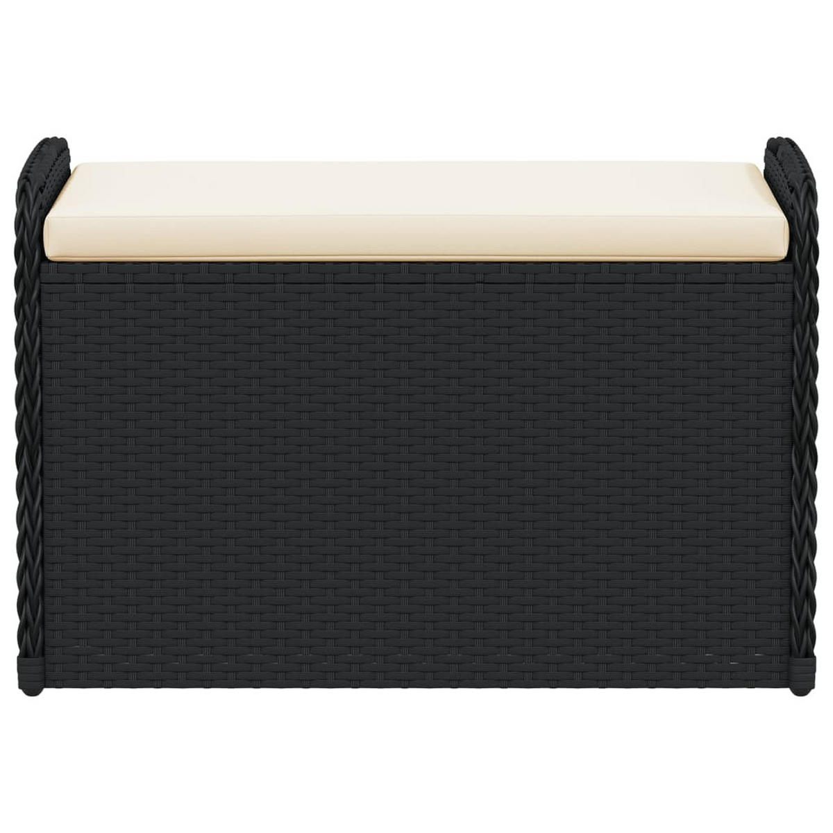 SITZBANK Mit Stauraum & Kissen Schwarz 80/51/52 Cm Poly Rattan - Schwarz, Kunststoff (51/52/80cm) - vidaXL