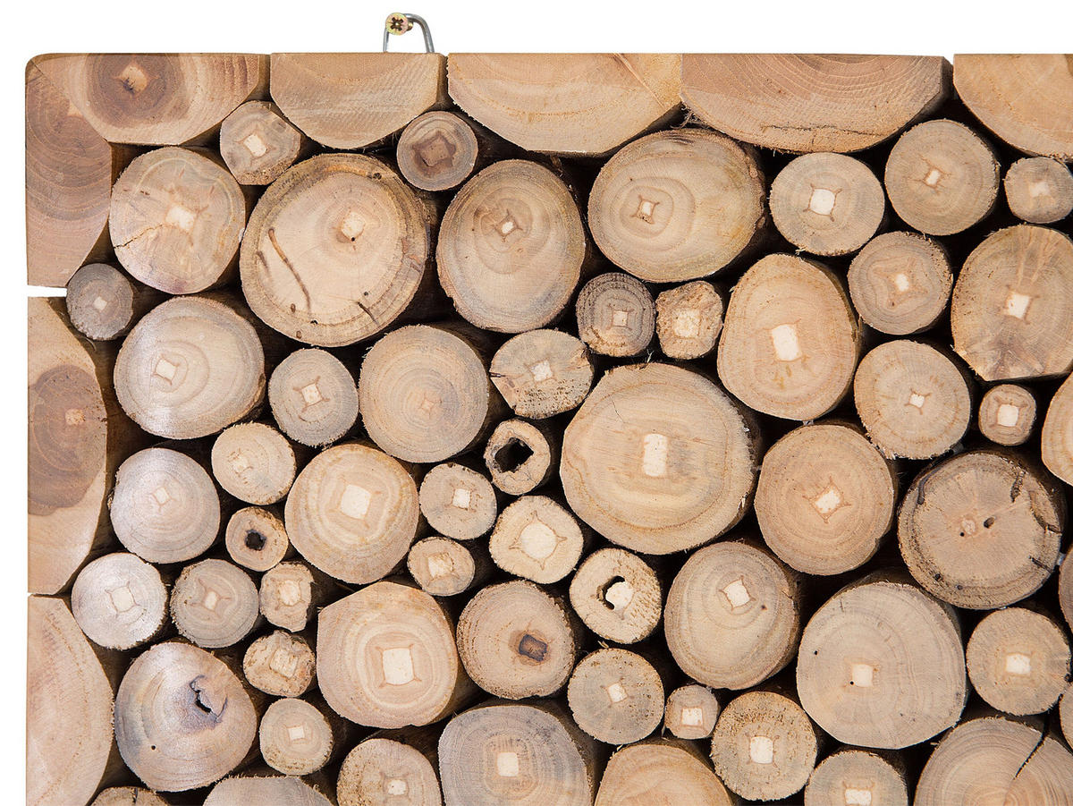 WANDDEKORATION Teakholz heller holzfarbton Twig - Hellbraun, Holz (85/85/6cm) - Beliani