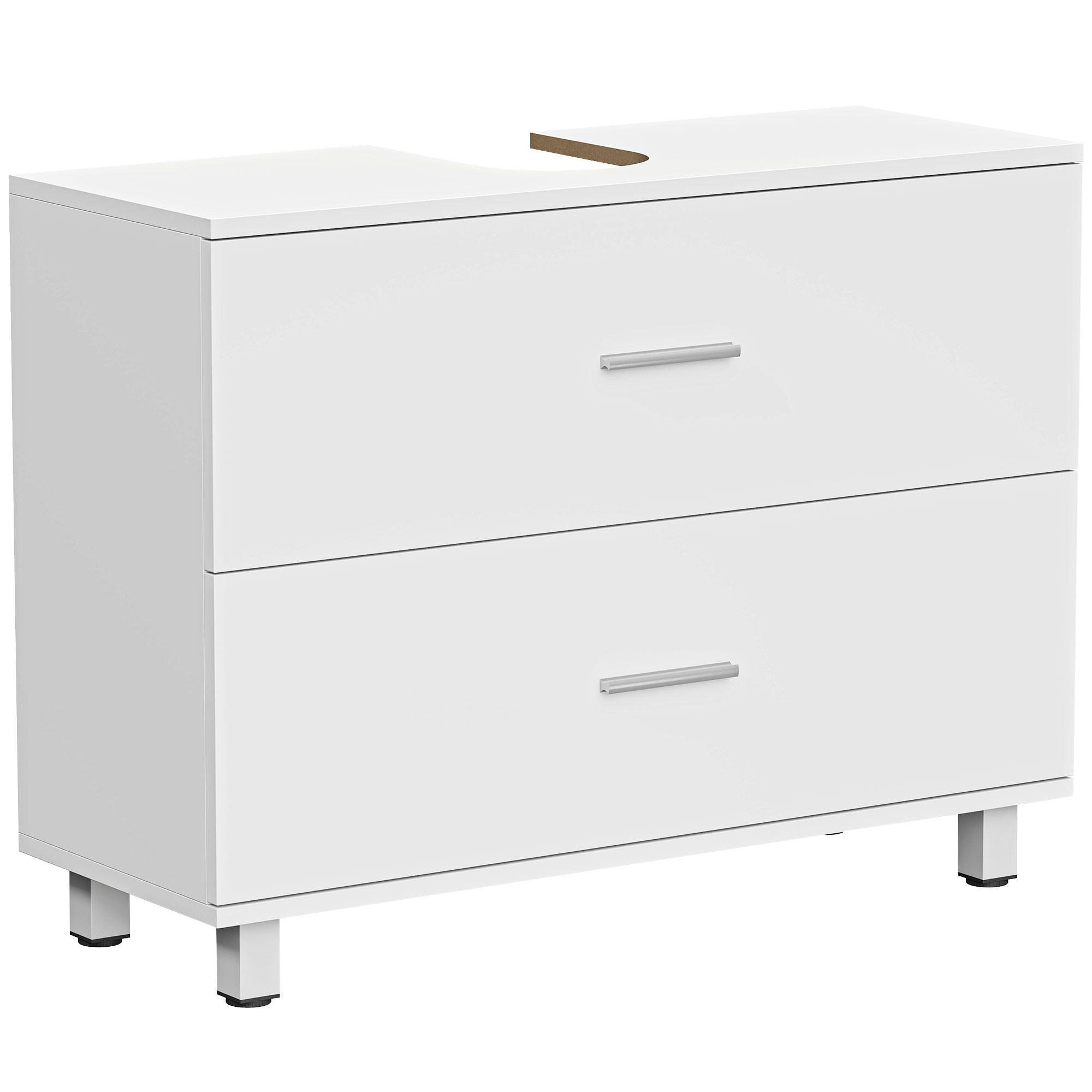 WASCHBECKENUNTERSCHRANK Spanplatte MDF Weiß - Silberfarben/Weiß, Holzwerkstoff/Metall (30/60/80cm) - HOMCOM