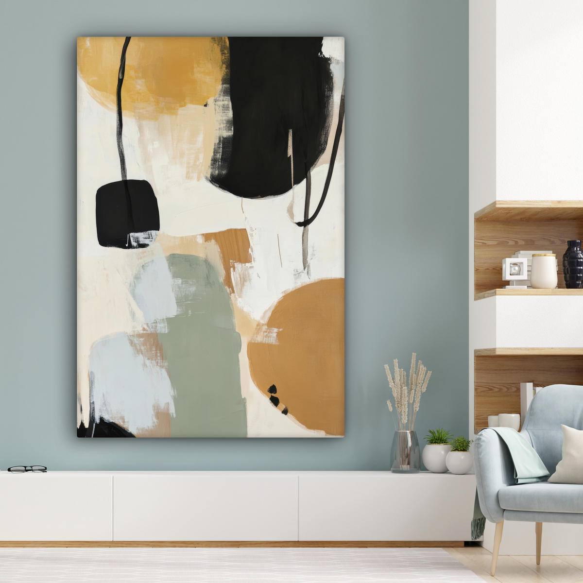 LEINWANDBILD Farbe - Abstrakt - Farben 90x140 cm - Currygelb, Textil (90/140cm) - MuchoWow