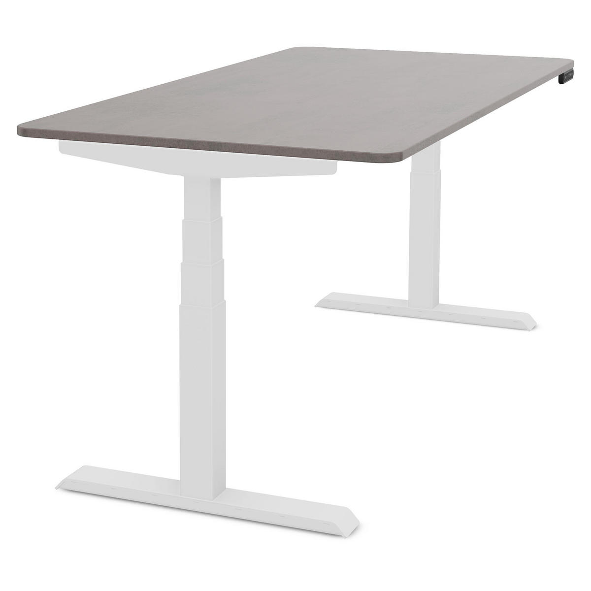 SCHREIBTISCH Elektrisch Höhenverstellbarer Familien Schreibtisch Pitino Curved Sichtbeton Anthrazit Signalweiß 160/70/52.5-121cm - Schieferfarben/Weiß, Holzwerkstoff/Metall (70/160/121cm) - ASSMANN