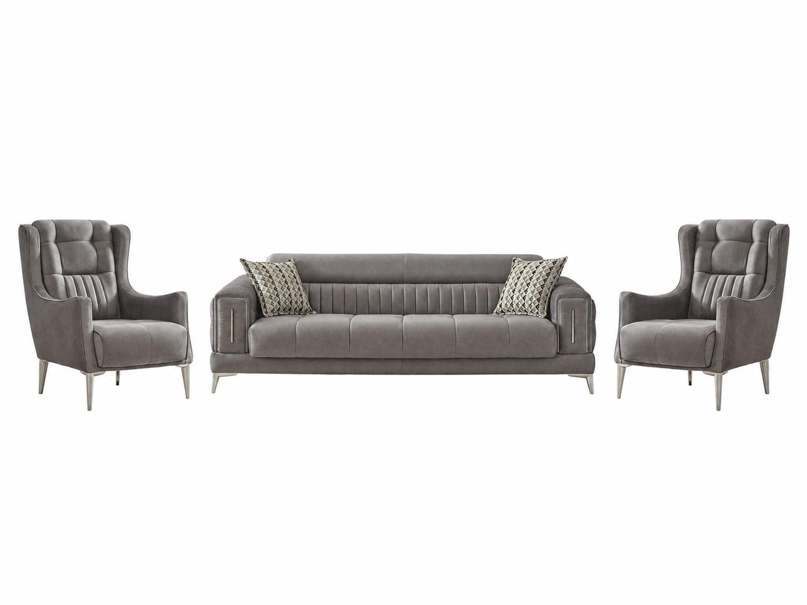 SITZGARNITUR Arica, Grau Stellvariante 2+1+1 - Grau, Holzwerkstoff/Kunststoff (180/80/95cm)