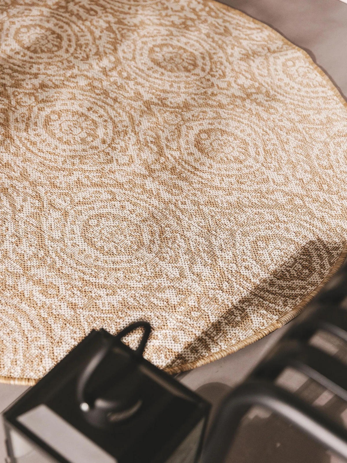 OUTDOORTEPPICH rund Cleo Cream/Beige ø 120 cm rund - Creme, Textil (120/120cm) - benuta Nest